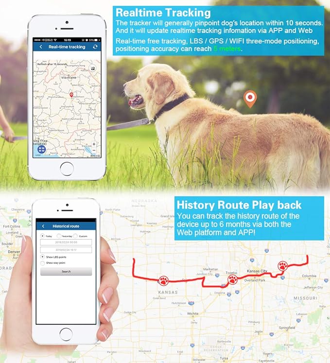 Collar para perros, gatos o ganado con localizador GPS ajustable